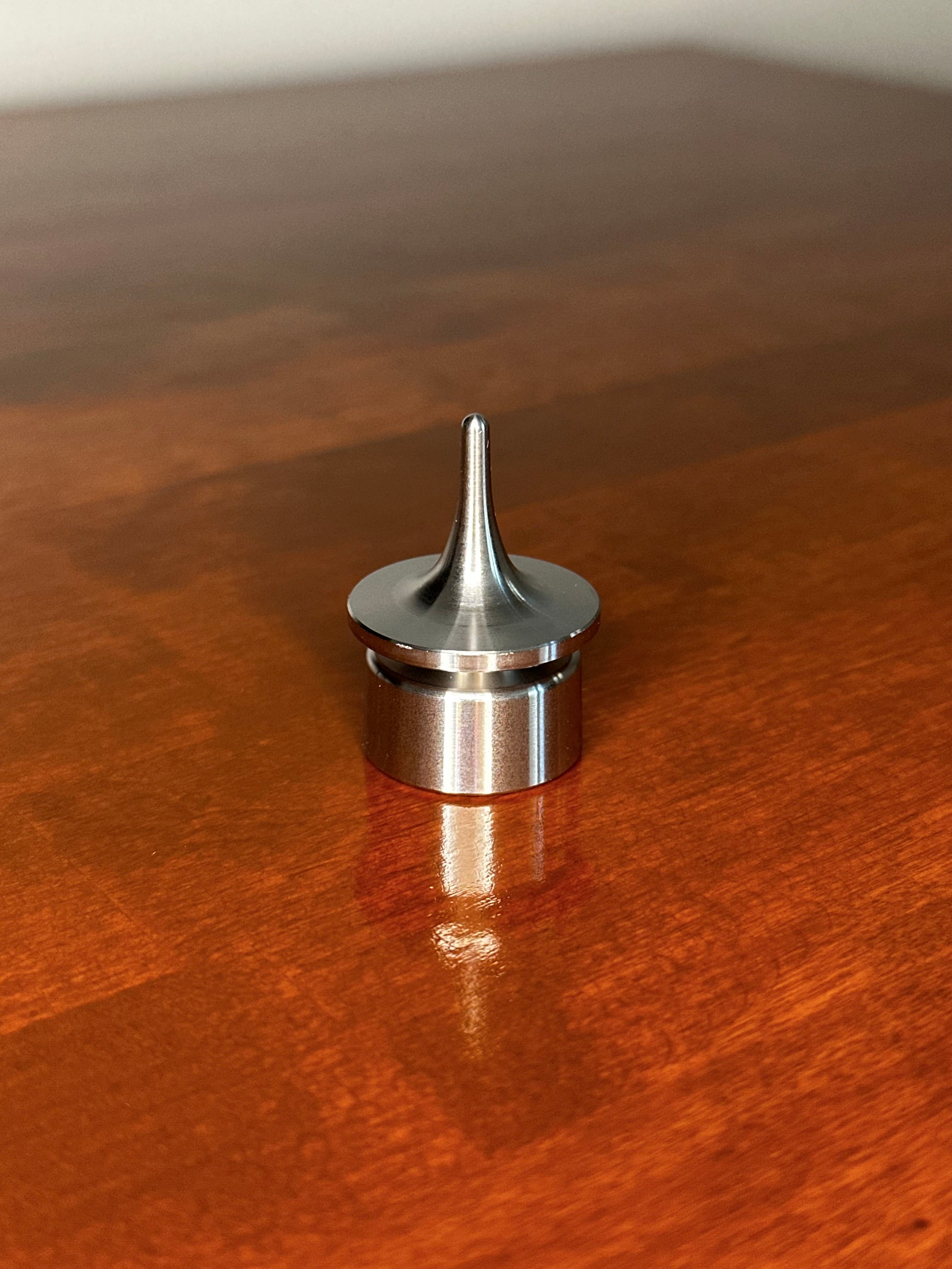 Stainless Steel Spinning Top and Holder | CNC Machined Fidget Desk Toy